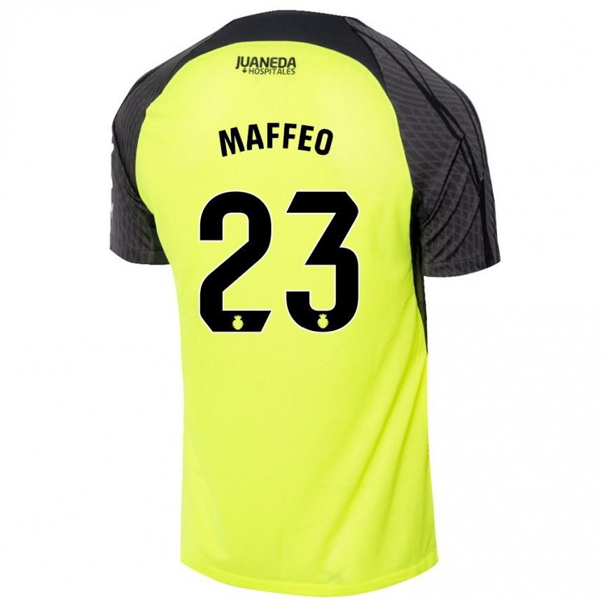 Hombre Fútbol Camiseta Pablo Maffeo #23 Verde Fluorescente Negro 2ª Equipación 2024/25 México