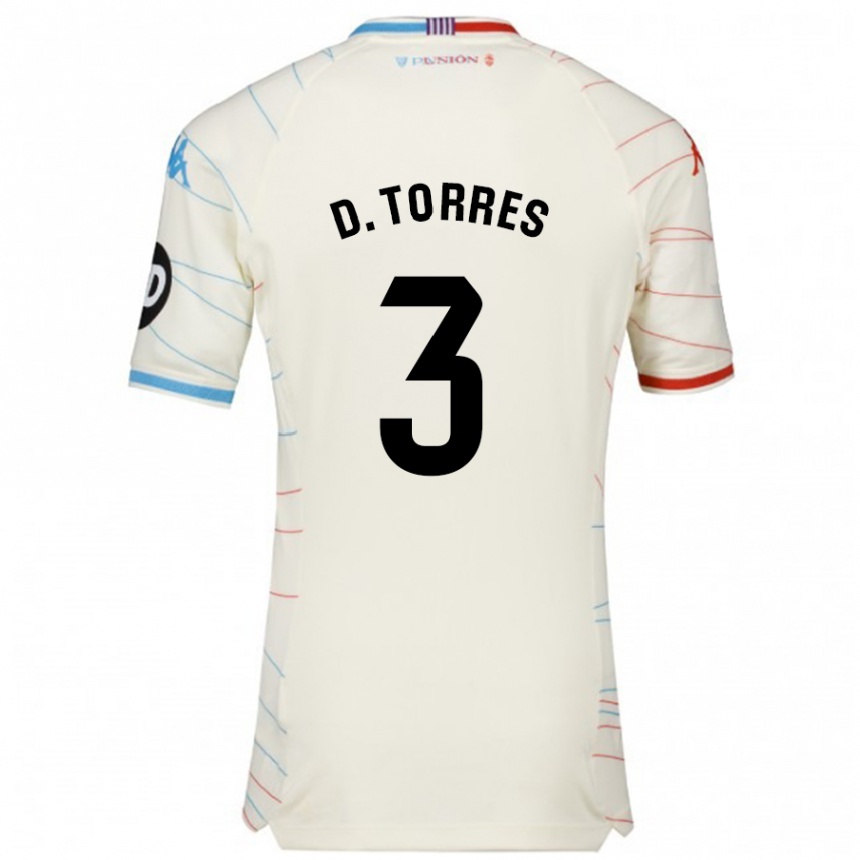 Hombre Fútbol Camiseta David Torres #3 Blanco Rojo Azul 2ª Equipación 2024/25 México