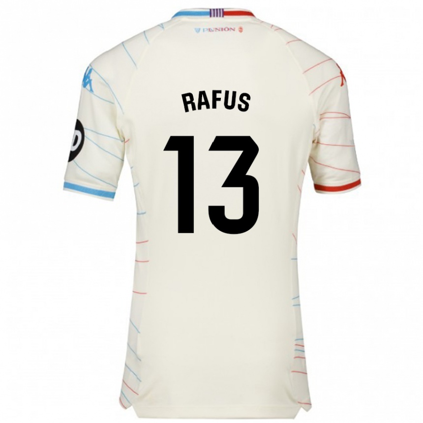 Hombre Fútbol Camiseta Arnau Rafus #13 Blanco Rojo Azul 2ª Equipación 2024/25 México