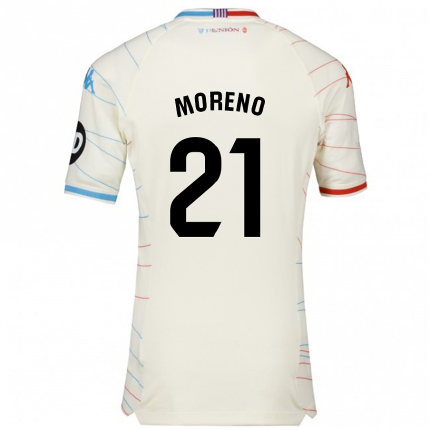 Hombre Fútbol Camiseta Xavi Moreno #21 Blanco Rojo Azul 2ª Equipación 2024/25 México