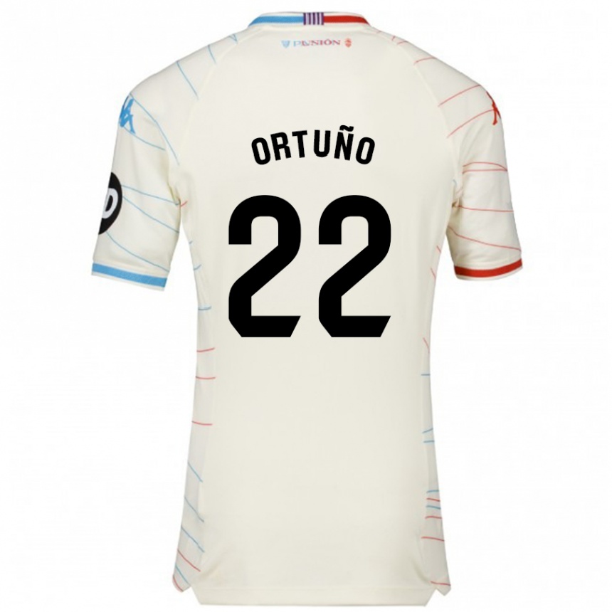 Hombre Fútbol Camiseta Fran Ortuño #22 Blanco Rojo Azul 2ª Equipación 2024/25 México