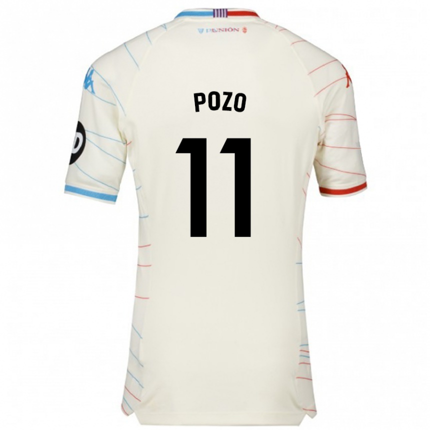 Hombre Fútbol Camiseta Manuel Pozo #11 Blanco Rojo Azul 2ª Equipación 2024/25 México