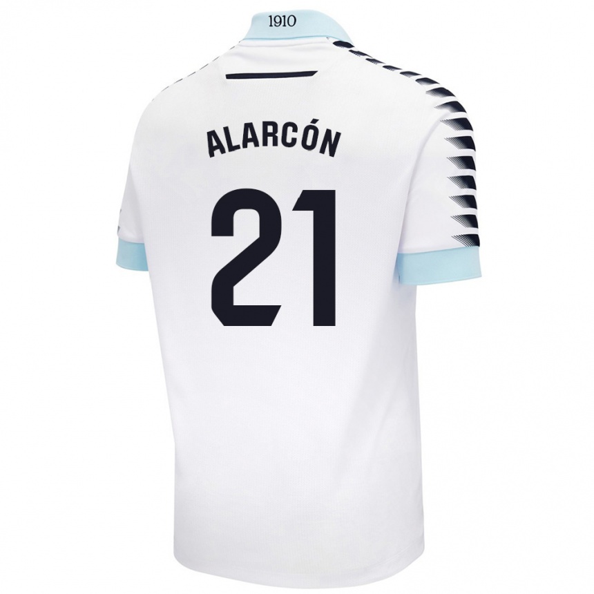 Hombre Fútbol Camiseta Tomás Alarcón #21 Blanco Azul 2ª Equipación 2024/25 México