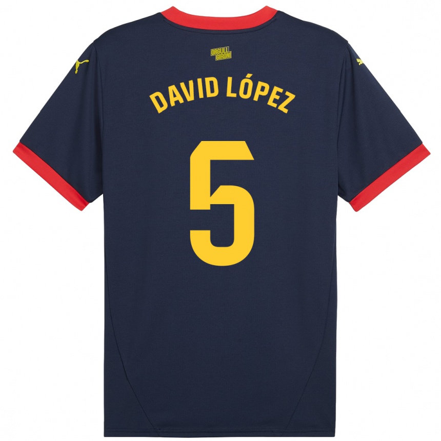 Hombre Fútbol Camiseta David López #5 Azul Marino Rojo 2ª Equipación 2024/25 México