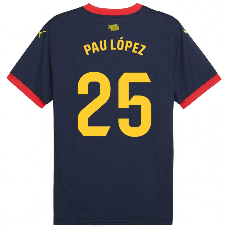 Hombre Fútbol Camiseta Pau Lopez #25 Azul Marino Rojo 2ª Equipación 2024/25 México