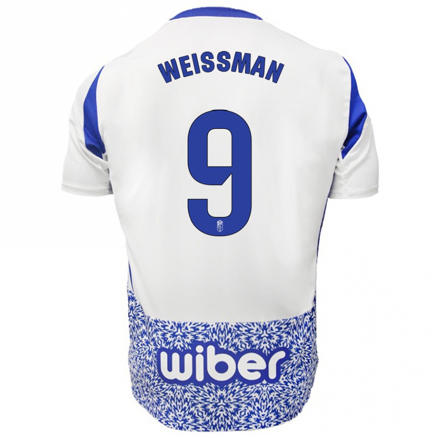 Hombre Fútbol Camiseta Shon Weissman #9 Blanco Azul 2ª Equipación 2024/25 México