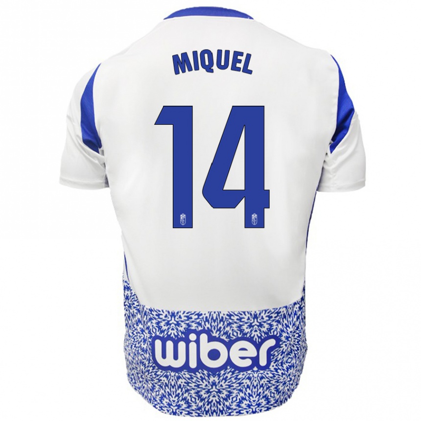 Hombre Fútbol Camiseta Ignasi Miquel #14 Blanco Azul 2ª Equipación 2024/25 México