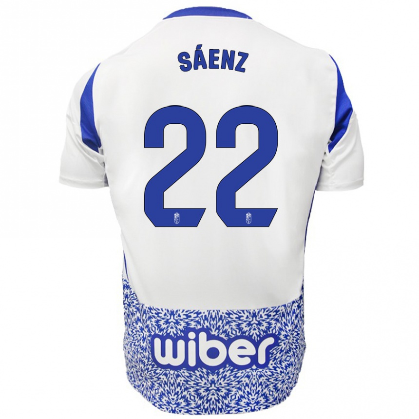 Hombre Fútbol Camiseta Pablo Sáenz #22 Blanco Azul 2ª Equipación 2024/25 México