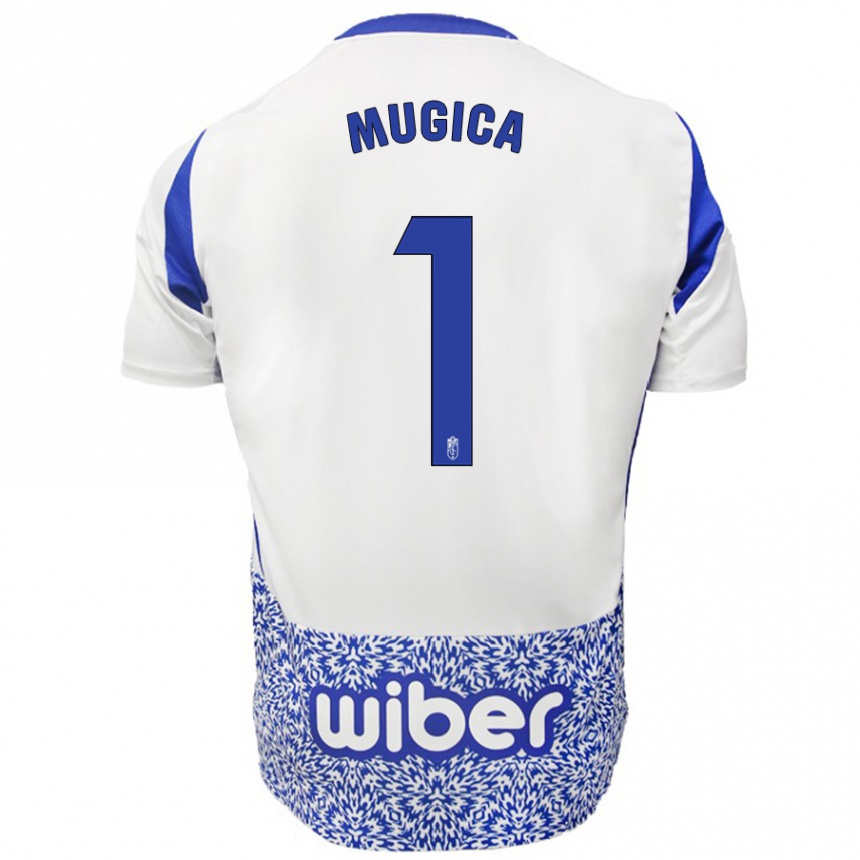 Hombre Fútbol Camiseta Juan Múgica #1 Blanco Azul 2ª Equipación 2024/25 México