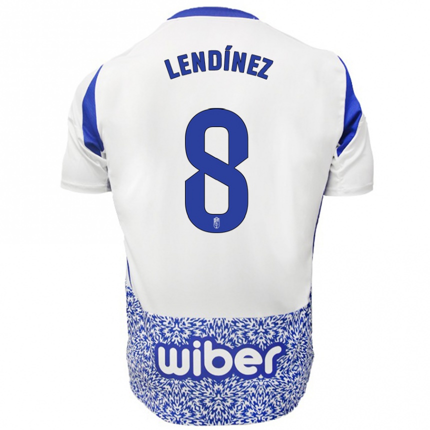 Hombre Fútbol Camiseta Juanma Lendínez #8 Blanco Azul 2ª Equipación 2024/25 México