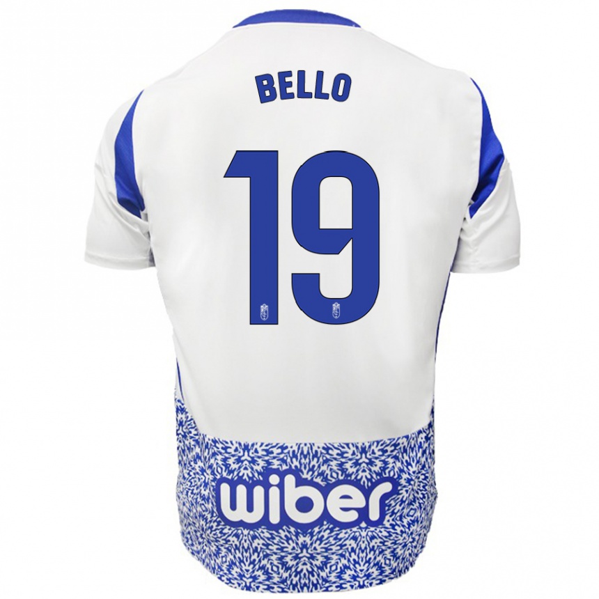 Hombre Fútbol Camiseta Eghosa Augustine Bello #19 Blanco Azul 2ª Equipación 2024/25 México