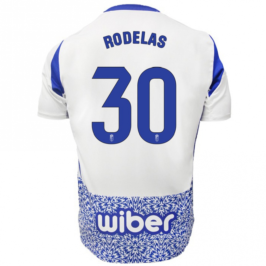 Hombre Fútbol Camiseta Sergio Rodelas #30 Blanco Azul 2ª Equipación 2024/25 México