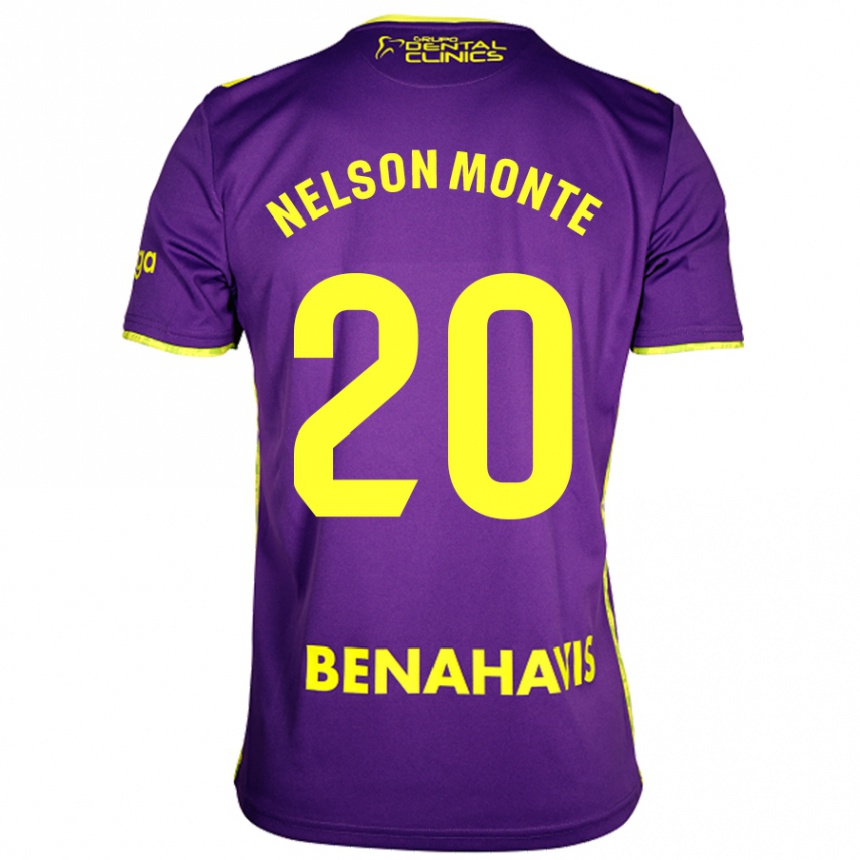 Hombre Fútbol Camiseta Nélson Monte #20 Púrpura Amarillo 2ª Equipación 2024/25 México