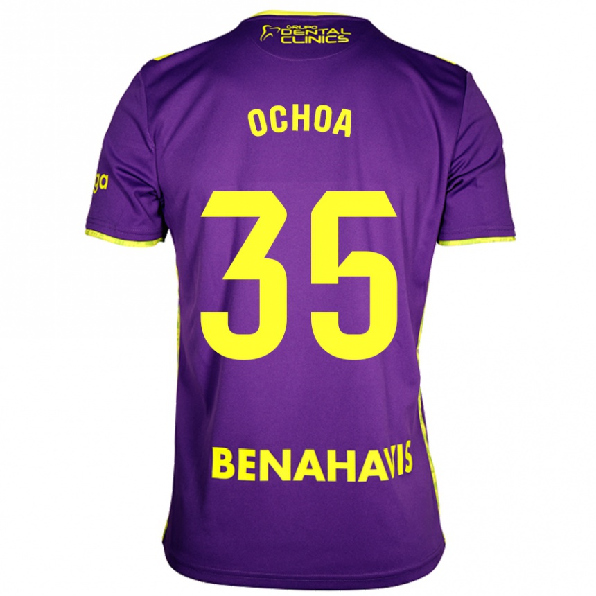 Hombre Fútbol Camiseta Aarón Ochoa #35 Púrpura Amarillo 2ª Equipación 2024/25 México