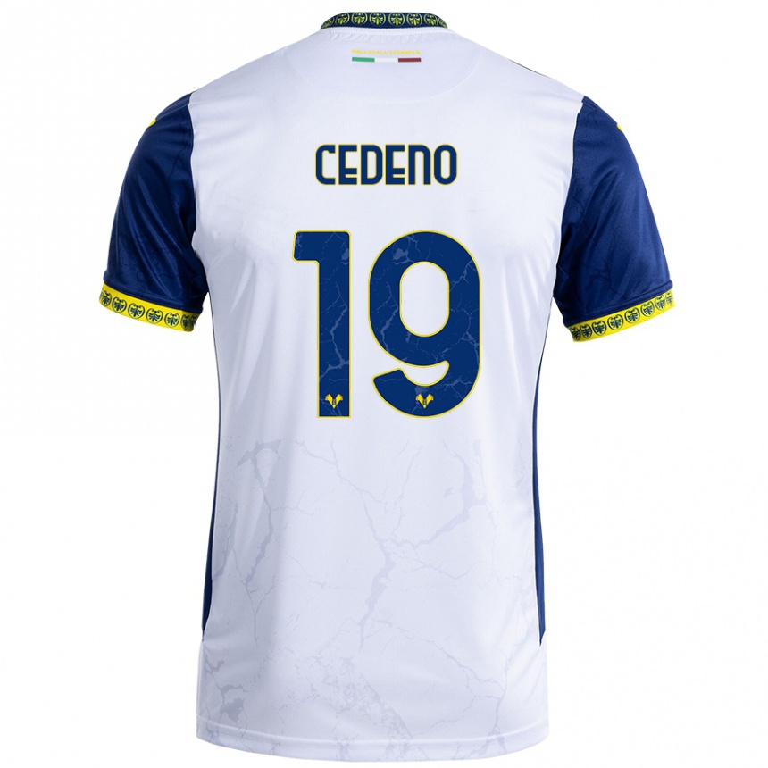 Hombre Fútbol Camiseta Lineth Cedeno #19 Blanco Azul 2ª Equipación 2024/25 México