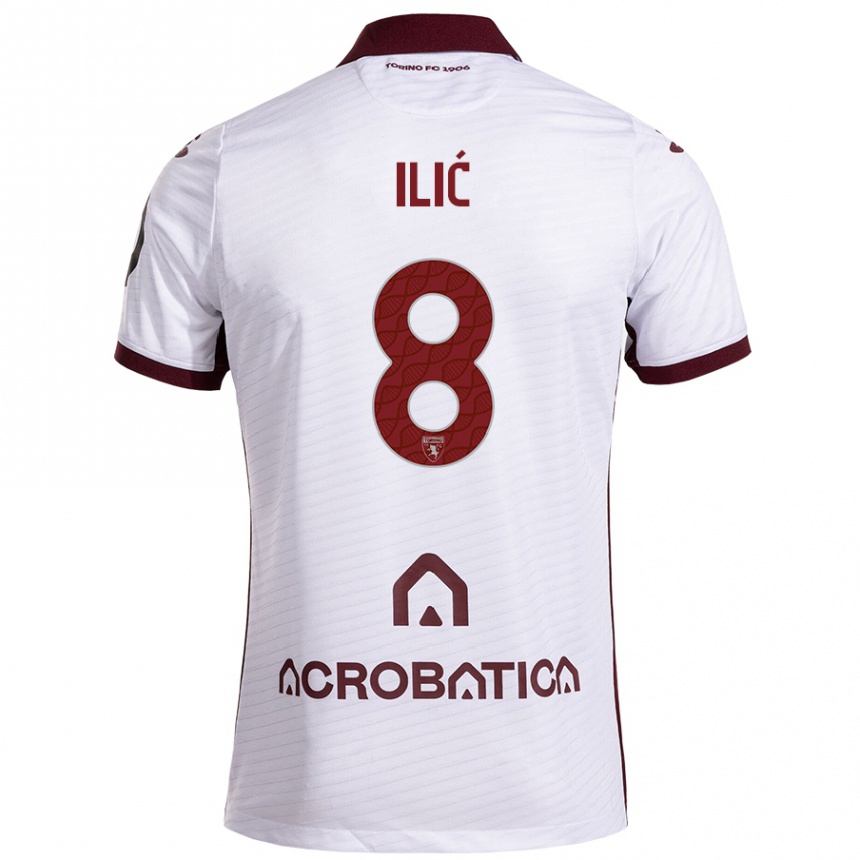 Hombre Fútbol Camiseta Ivan Ilić #8 Blanco Granate 2ª Equipación 2024/25 México