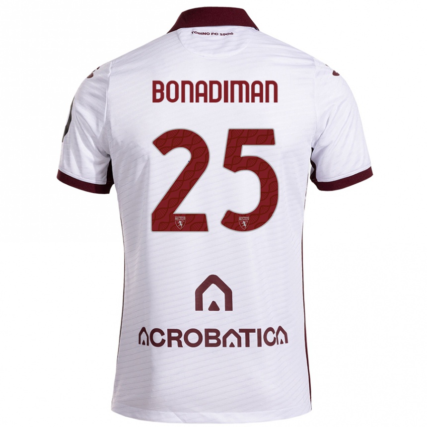 Hombre Fútbol Camiseta Matteo Bonadiman #25 Blanco Granate 2ª Equipación 2024/25 México