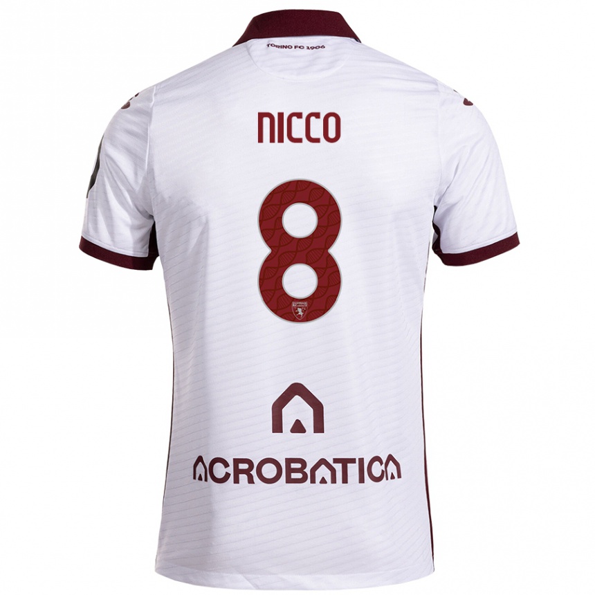 Hombre Fútbol Camiseta Giada Nicco #8 Blanco Granate 2ª Equipación 2024/25 México