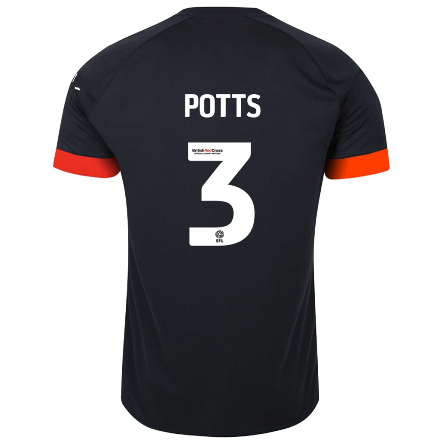 Hombre Fútbol Camiseta Dan Potts #3 Negro Naranja 2ª Equipación 2024/25 México