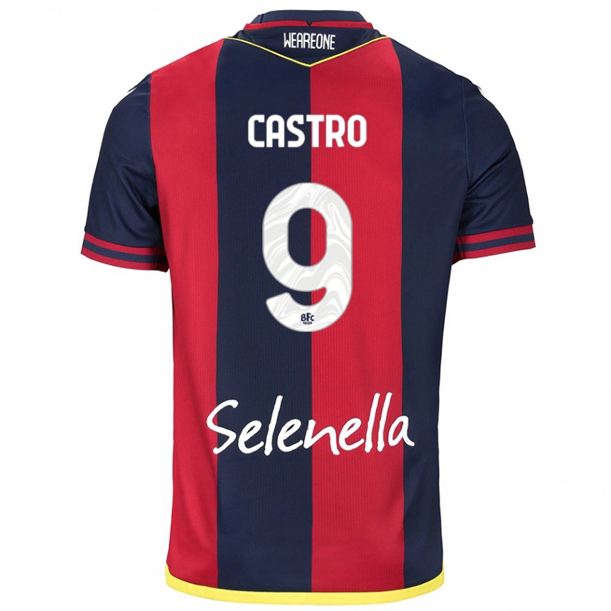 Mujer Fútbol Camiseta Santiago Castro #9 Rojo Azul Real 1ª Equipación 2024/25 México