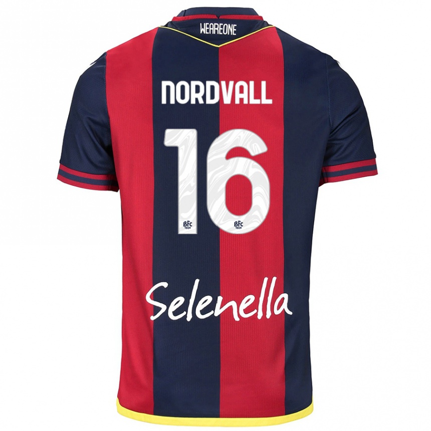 Mujer Fútbol Camiseta Ossian Nordvall #16 Rojo Azul Real 1ª Equipación 2024/25 México