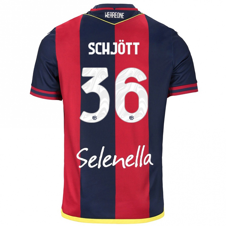 Mujer Fútbol Camiseta Gustav Schjött #36 Rojo Azul Real 1ª Equipación 2024/25 México