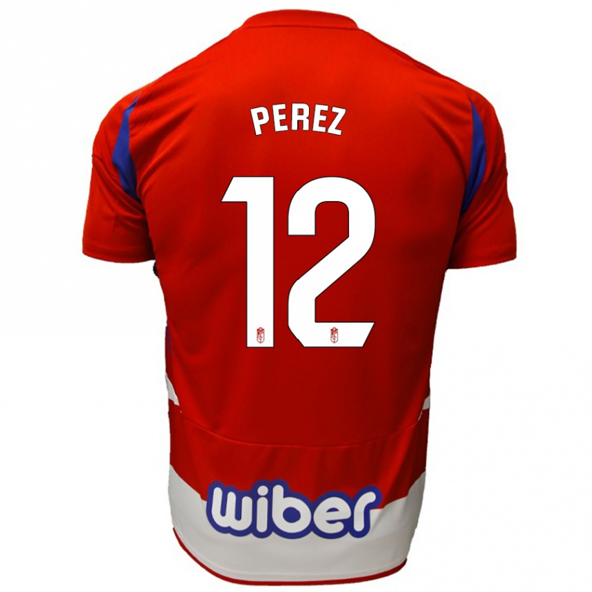 Mujer Fútbol Camiseta Alba Pérez #12 Rojo Blanco Azul 1ª Equipación 2024/25 México