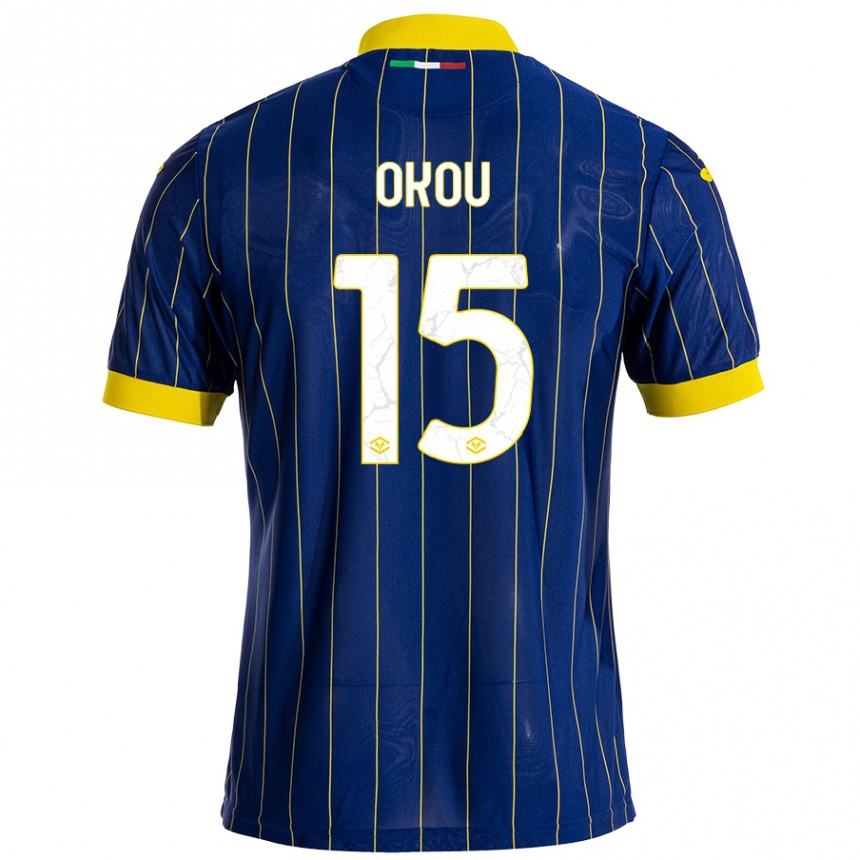 Mujer Fútbol Camiseta Yllan Okou #15 Azul Amarillo 1ª Equipación 2024/25 México