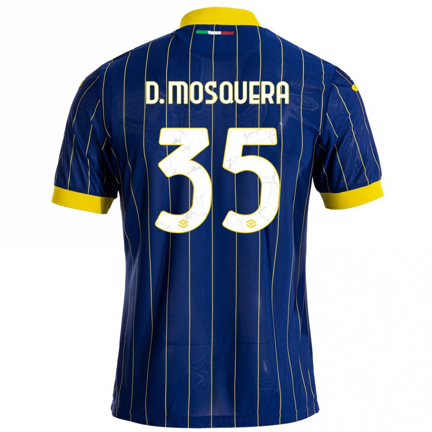 Mujer Fútbol Camiseta Daniel Mosquera #35 Azul Amarillo 1ª Equipación 2024/25 México