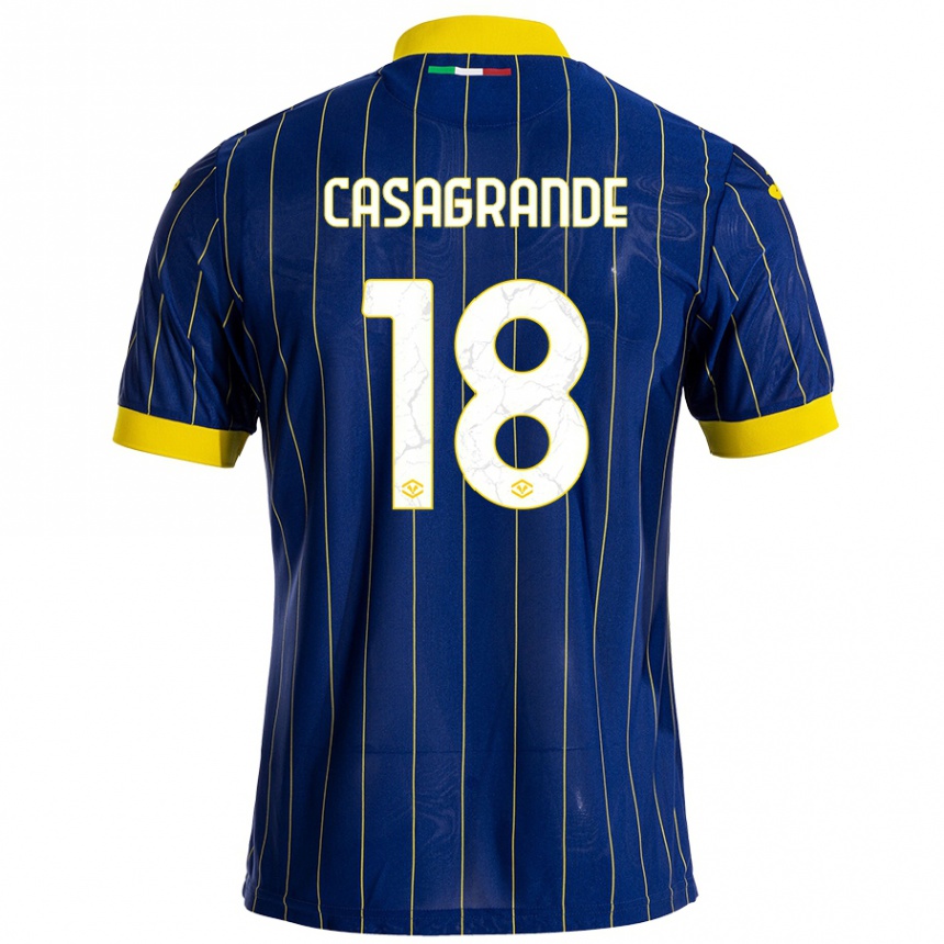 Mujer Fútbol Camiseta Davide Casagrande #18 Azul Amarillo 1ª Equipación 2024/25 México