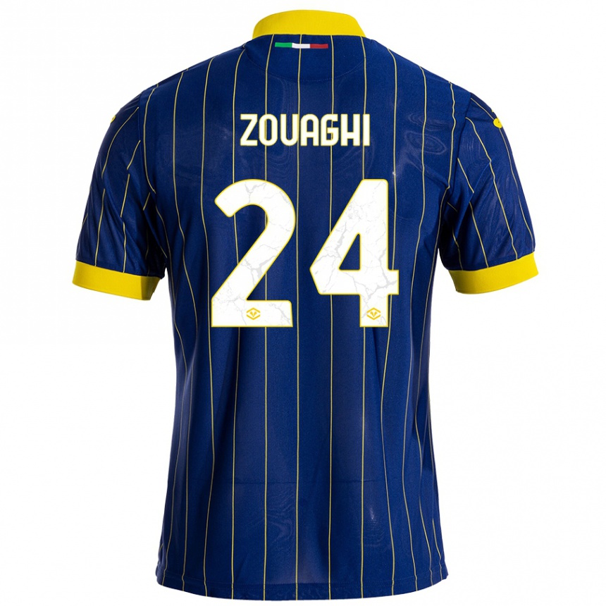 Mujer Fútbol Camiseta Thomas Zouaghi #24 Azul Amarillo 1ª Equipación 2024/25 México