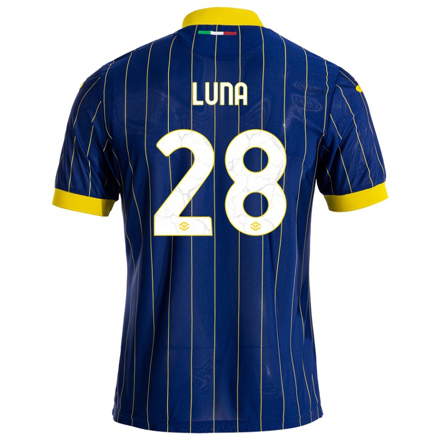 Mujer Fútbol Camiseta Agustín Luna #28 Azul Amarillo 1ª Equipación 2024/25 México