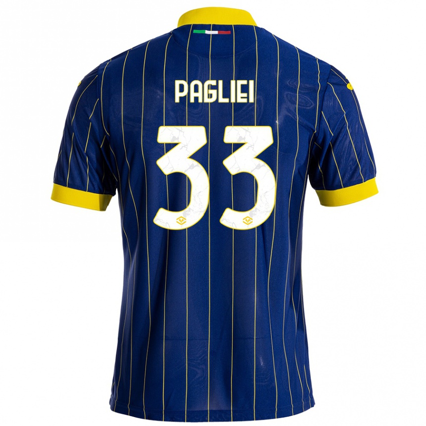 Mujer Fútbol Camiseta Matteo Pagliei #33 Azul Amarillo 1ª Equipación 2024/25 México