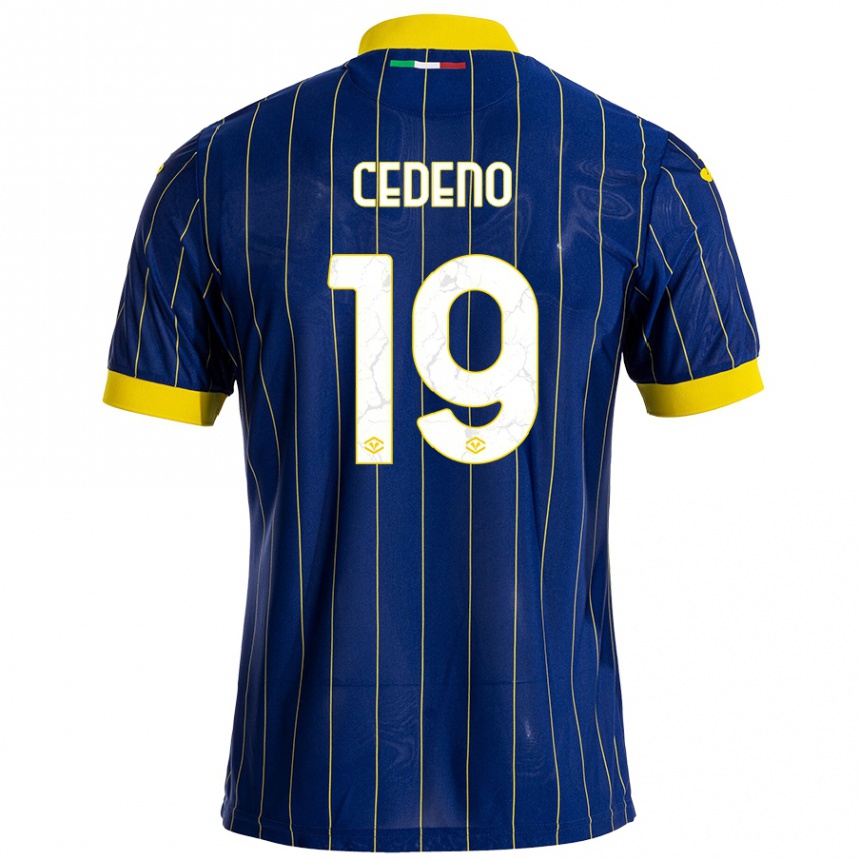 Mujer Fútbol Camiseta Lineth Cedeno #19 Azul Amarillo 1ª Equipación 2024/25 México