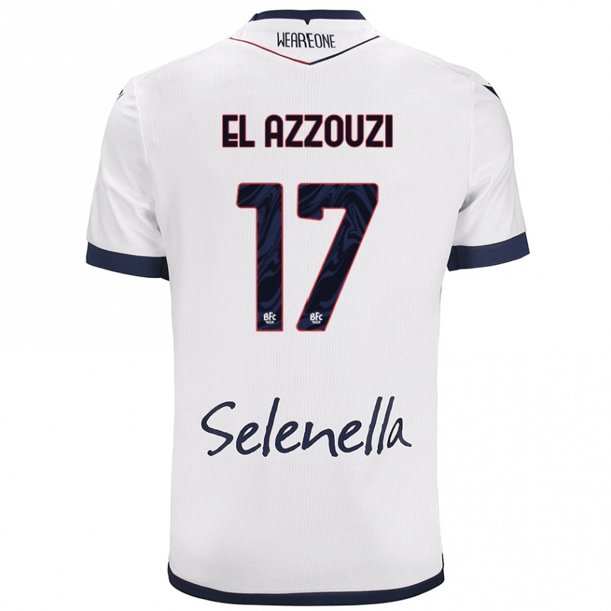 Mujer Fútbol Camiseta Oussama El Azzouzi #17 Blanco Azul Real 2ª Equipación 2024/25 México