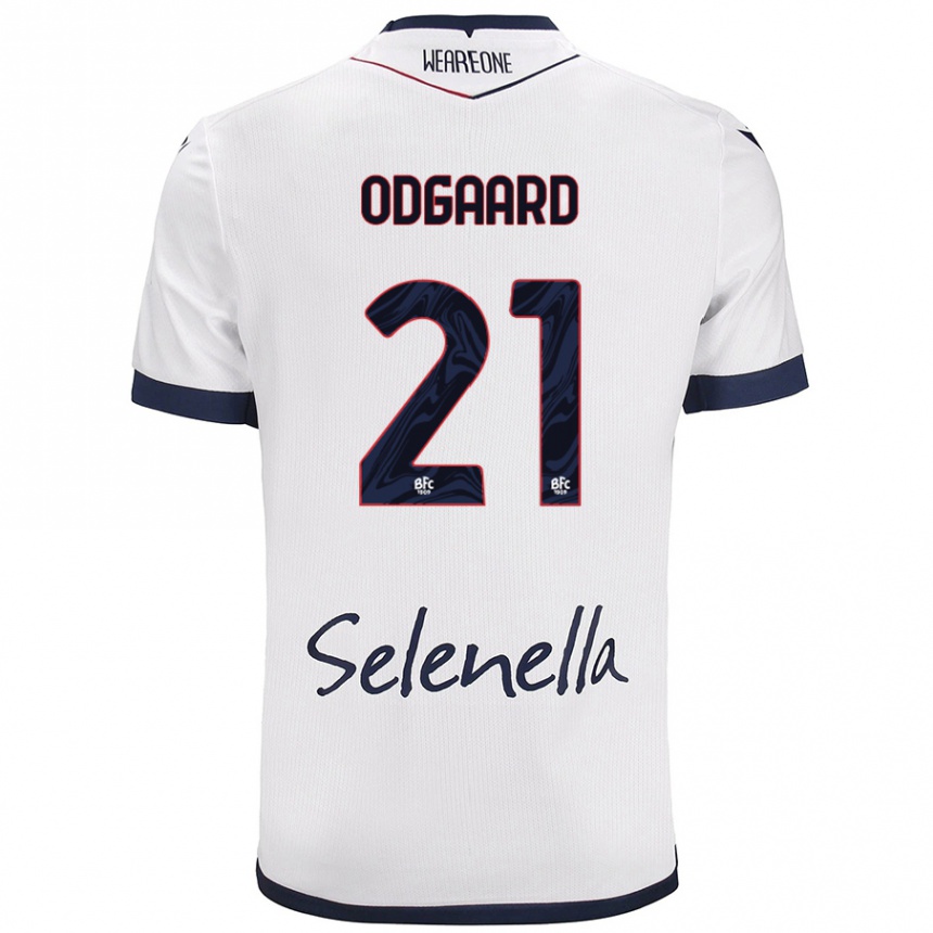 Mujer Fútbol Camiseta Jens Odgaard #21 Blanco Azul Real 2ª Equipación 2024/25 México