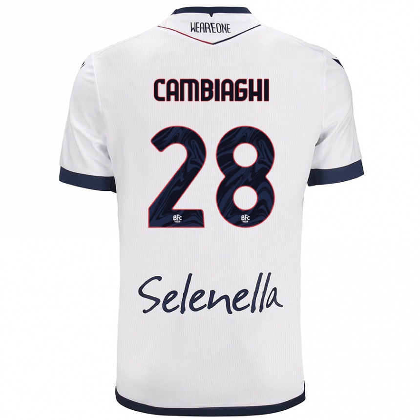 Mujer Fútbol Camiseta Nicolò Cambiaghi #28 Blanco Azul Real 2ª Equipación 2024/25 México