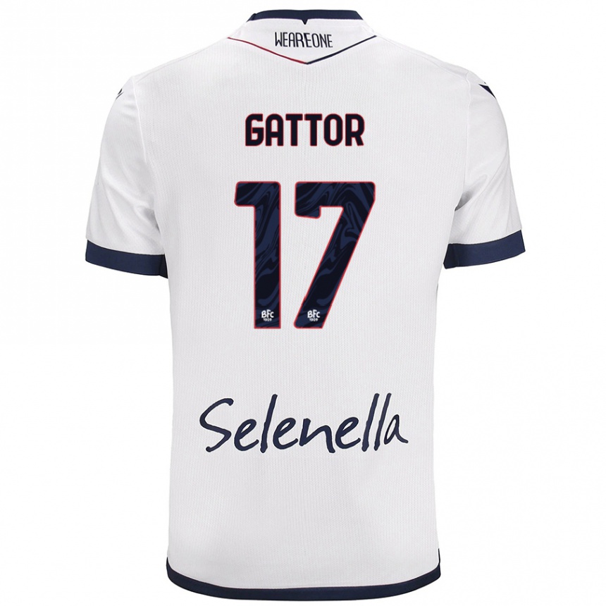 Mujer Fútbol Camiseta Gianluca Gattor #17 Blanco Azul Real 2ª Equipación 2024/25 México