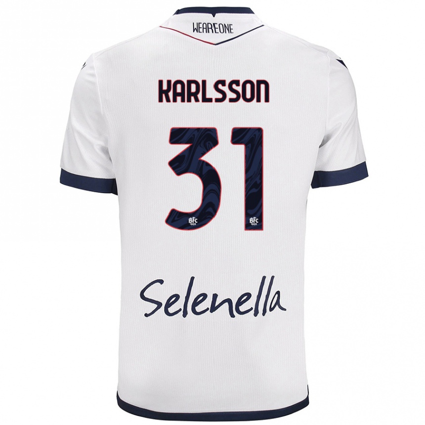 Mujer Fútbol Camiseta Kazper Karlsson #31 Blanco Azul Real 2ª Equipación 2024/25 México