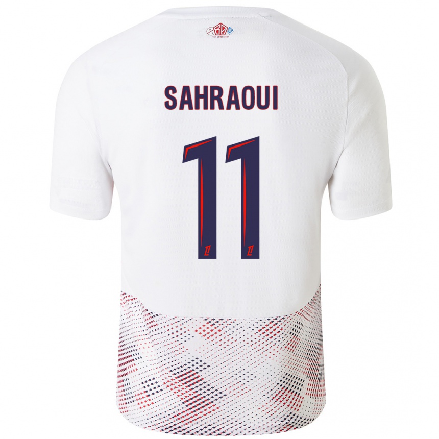 Mujer Fútbol Camiseta Osame Sahraoui #11 Blanco Azul Real 2ª Equipación 2024/25 México