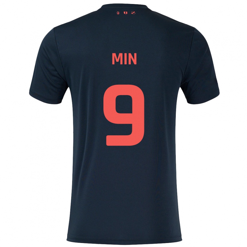 Mujer Fútbol Camiseta David Min #9 Negro Rojo 2ª Equipación 2024/25 México