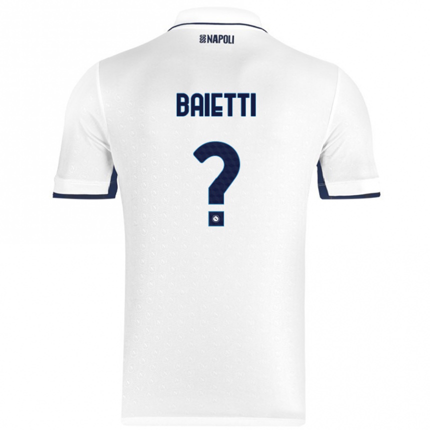 Mujer Fútbol Camiseta Francesco Baietti #0 Blanco Azul Real 2ª Equipación 2024/25 México