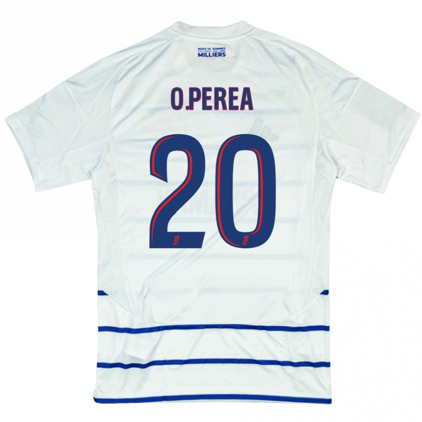 Mujer Fútbol Camiseta Óscar Perea #20 Blanco Azul 2ª Equipación 2024/25 México