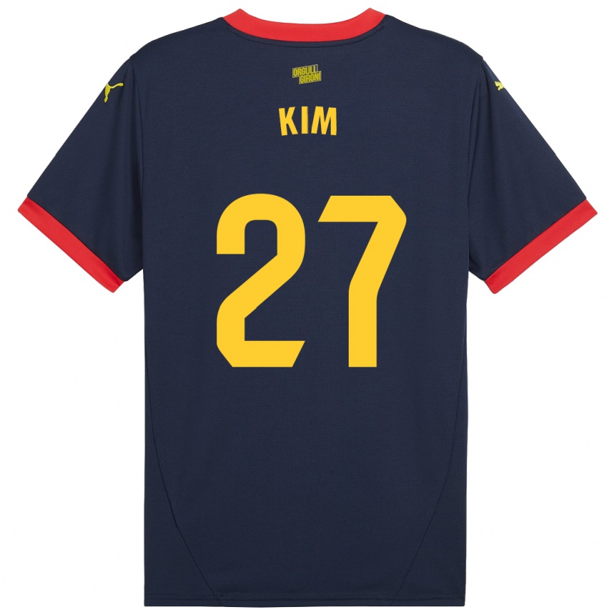 Mujer Fútbol Camiseta Min-Su Kim #27 Azul Marino Rojo 2ª Equipación 2024/25 México