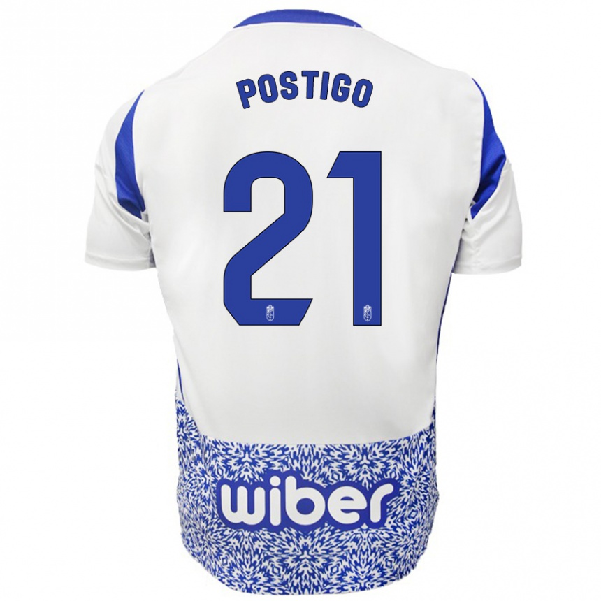 Mujer Fútbol Camiseta Postigo #21 Blanco Azul 2ª Equipación 2024/25 México