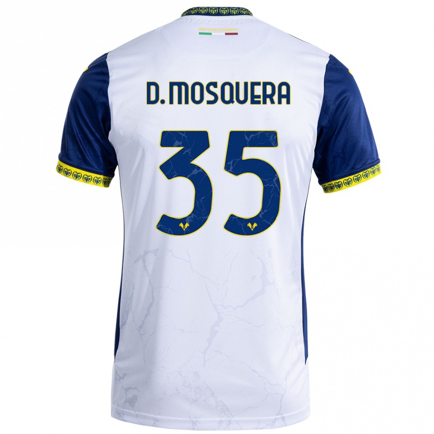 Mujer Fútbol Camiseta Daniel Mosquera #35 Blanco Azul 2ª Equipación 2024/25 México