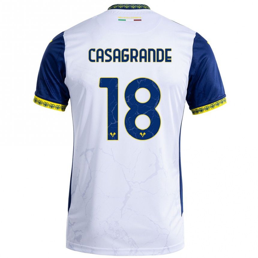 Mujer Fútbol Camiseta Davide Casagrande #18 Blanco Azul 2ª Equipación 2024/25 México