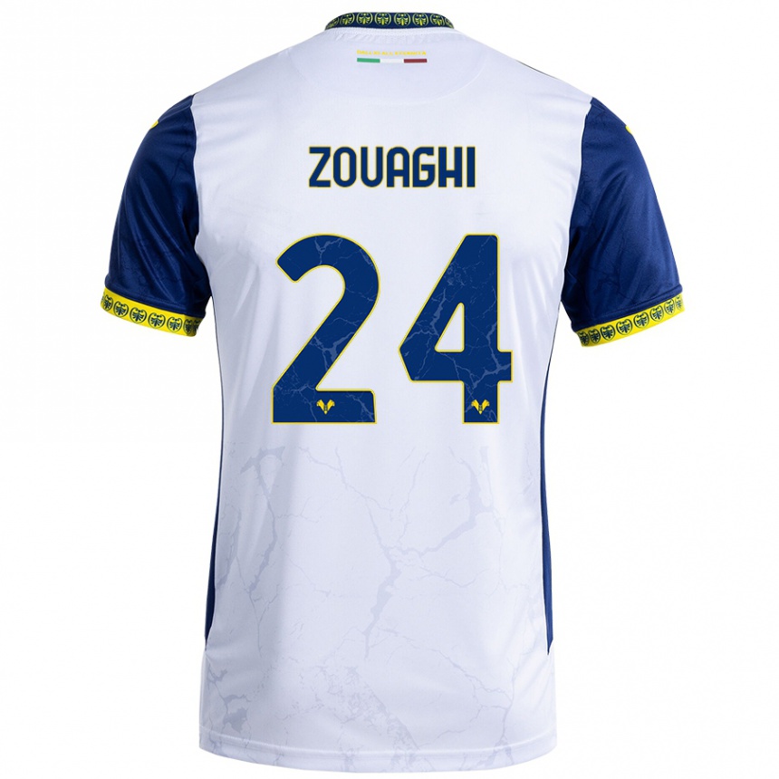 Mujer Fútbol Camiseta Thomas Zouaghi #24 Blanco Azul 2ª Equipación 2024/25 México