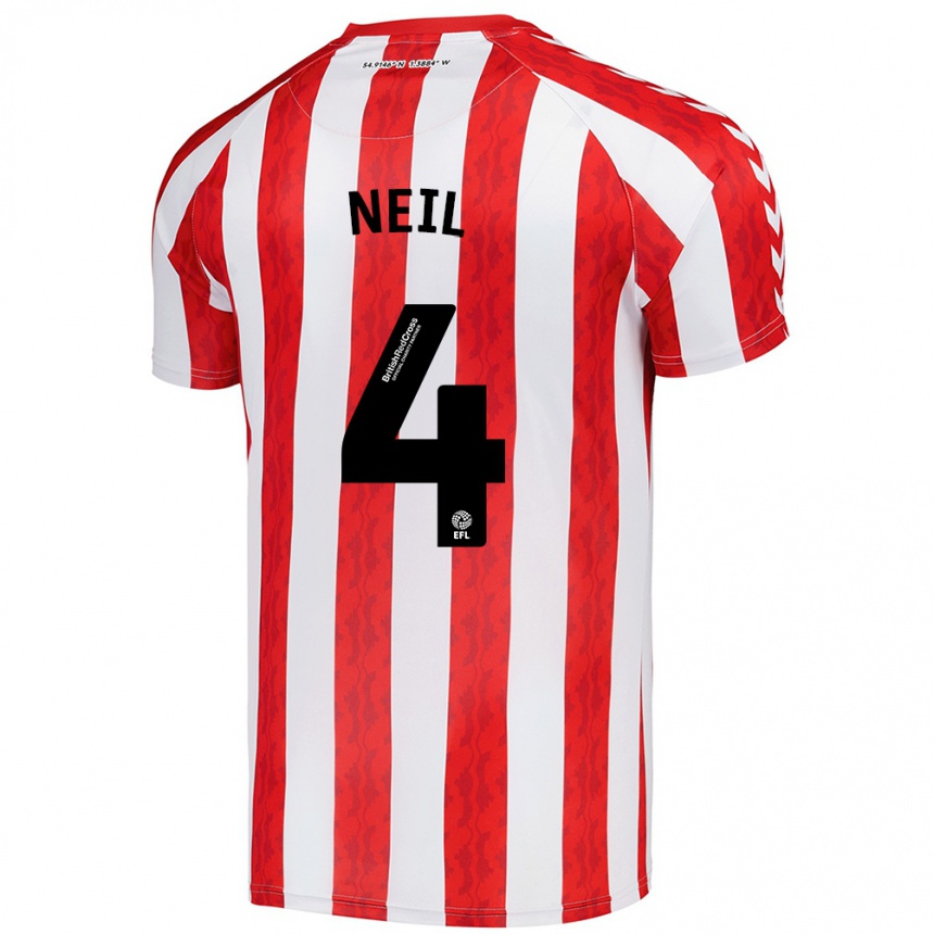 Niño Fútbol Camiseta Dan Neil #4 Rojo Blanco 1ª Equipación 2024/25 México