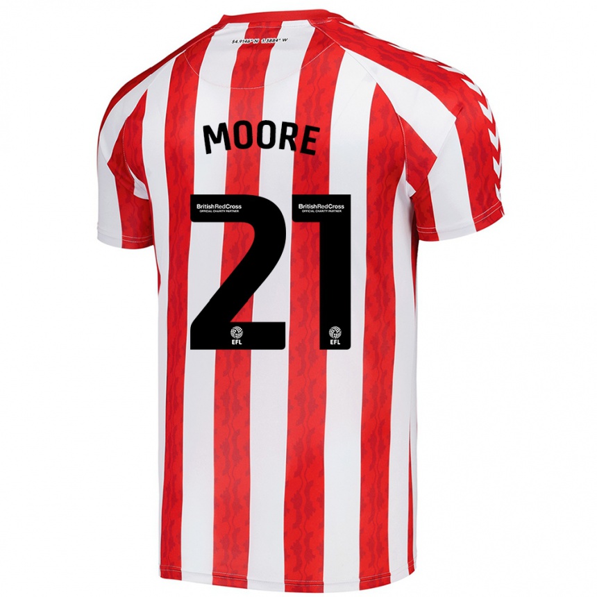 Niño Fútbol Camiseta Simon Moore #21 Rojo Blanco 1ª Equipación 2024/25 México